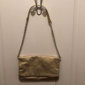 Express Gold Textured Shoulder Bag with Chain Strap